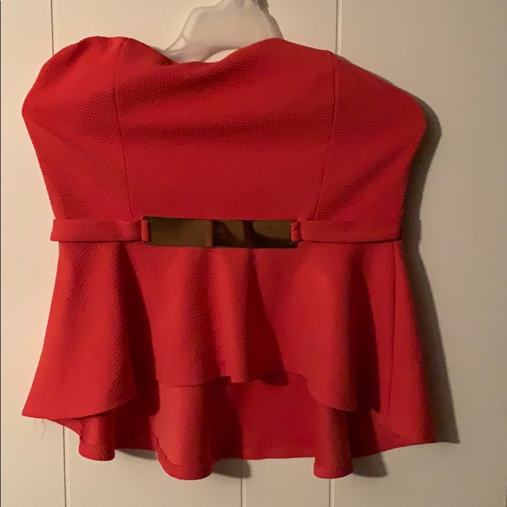 Strapless orange shirt